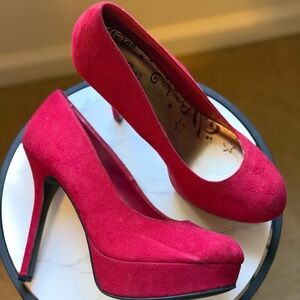 Red Suede Women's Heels